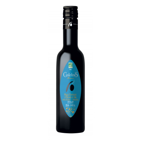 CastelineS bouteille huile extraite olive et AIL bio
