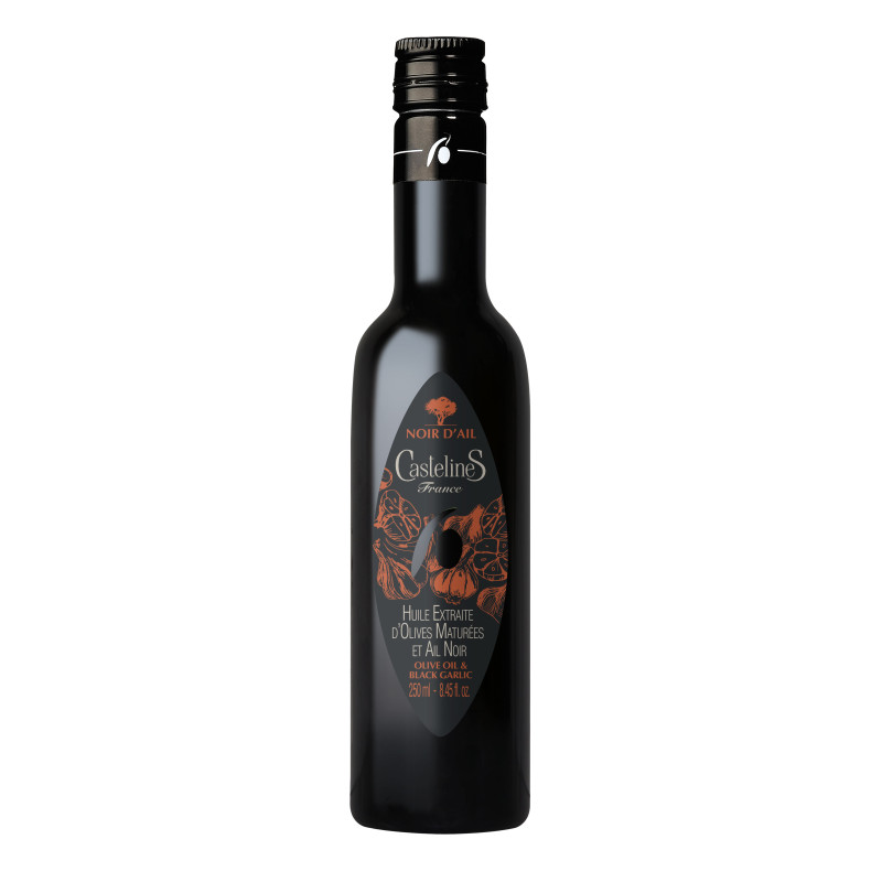 Huile d'Olive & Ail Noir bouteille 250ml-Moulin CastelaS France