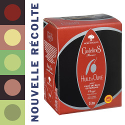 FRUITE NOIR Virgin Olive Oil-AOP Vallée des Baux de Provence-3 liters Bag in Box-Moulin CastelaS France