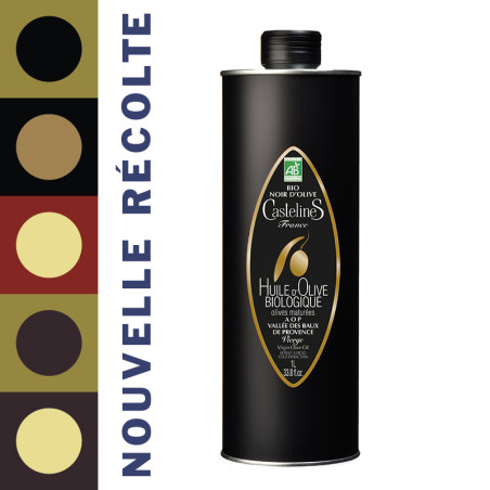 Bio Fruite Noir natives Olivenöl geschütze Herkunft aus dem Tal der Baux de Provence 1L Kanister Moulin CastelaS France/