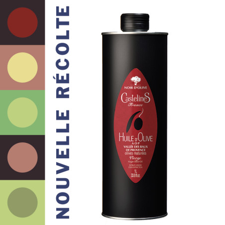 FRUITE NOIR Virgin Olive Oil-AOP Vallée des Baux de Provence-1 liter Can-Moulin CastelaS France