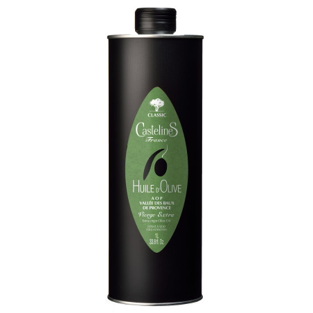 CLASSIC Extra Virgin Olive Oil-AOP Vallée des Baux de Provence-1 liter Can-Moulin CastelaS France