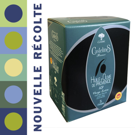 CLASSIC Huile d'Olive Vierge Extra-AOP Provence-Bag in Box 3 litres-Moulin CastelaS France