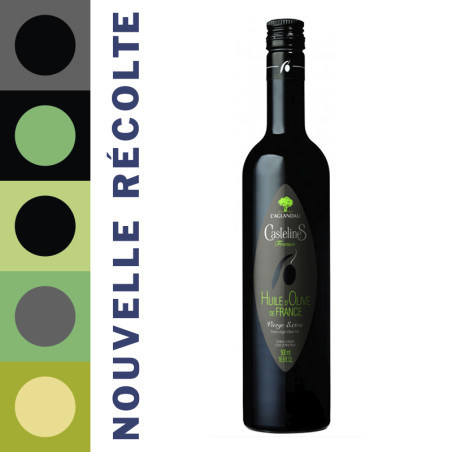 L'AGLANDAU Extra Virgin Olive Oil-Huile d'Olive de France-500ml Bottle-Moulin CastelaS France