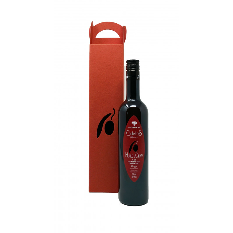 Rot geschenk Verpackung + ein 500ml Noir d'olive Flasche